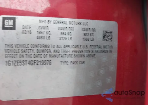 2016 Chevrolet Malibu 1Lt from USA, damaged, VIN 1G1ZE5ST4GF219976